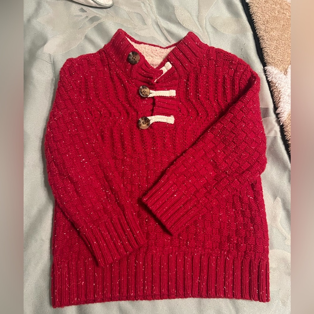 Cat & Jack toddler 3T red knit sweater EUC